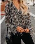 Exclusive Summer Chiffon Blouse Tops — Leopard print — Size 3XL — Front View