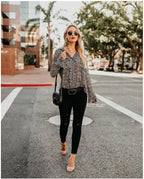 Exclusive Summer Chiffon Blouse Tops — Leopard print — Size 3XL — Detail View