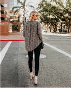 Exclusive Summer Chiffon Blouse Tops — Leopard print — Size 3XL — Side View