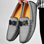 Exclusive Lightweight Plus Size Cowhide Casual Shoes — Gray — Size 38 — Back View