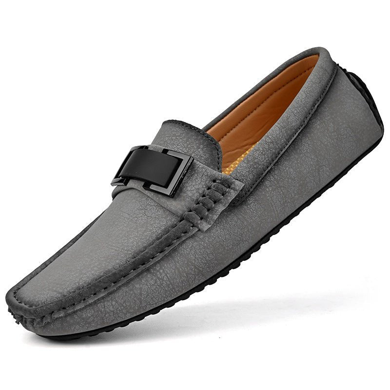 Exclusive Lightweight Plus Size Cowhide Casual Shoes — Gray — Size 38 — Lifestyle View