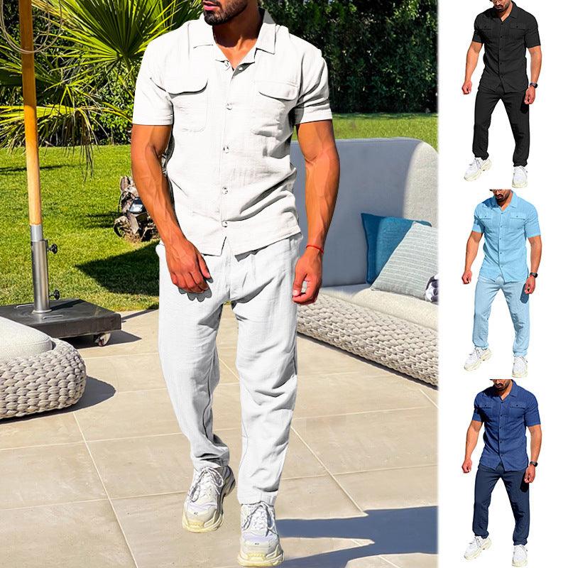 Exclusive Summer Men's Shirt Collection Set — Black — Size 2XL — Side View