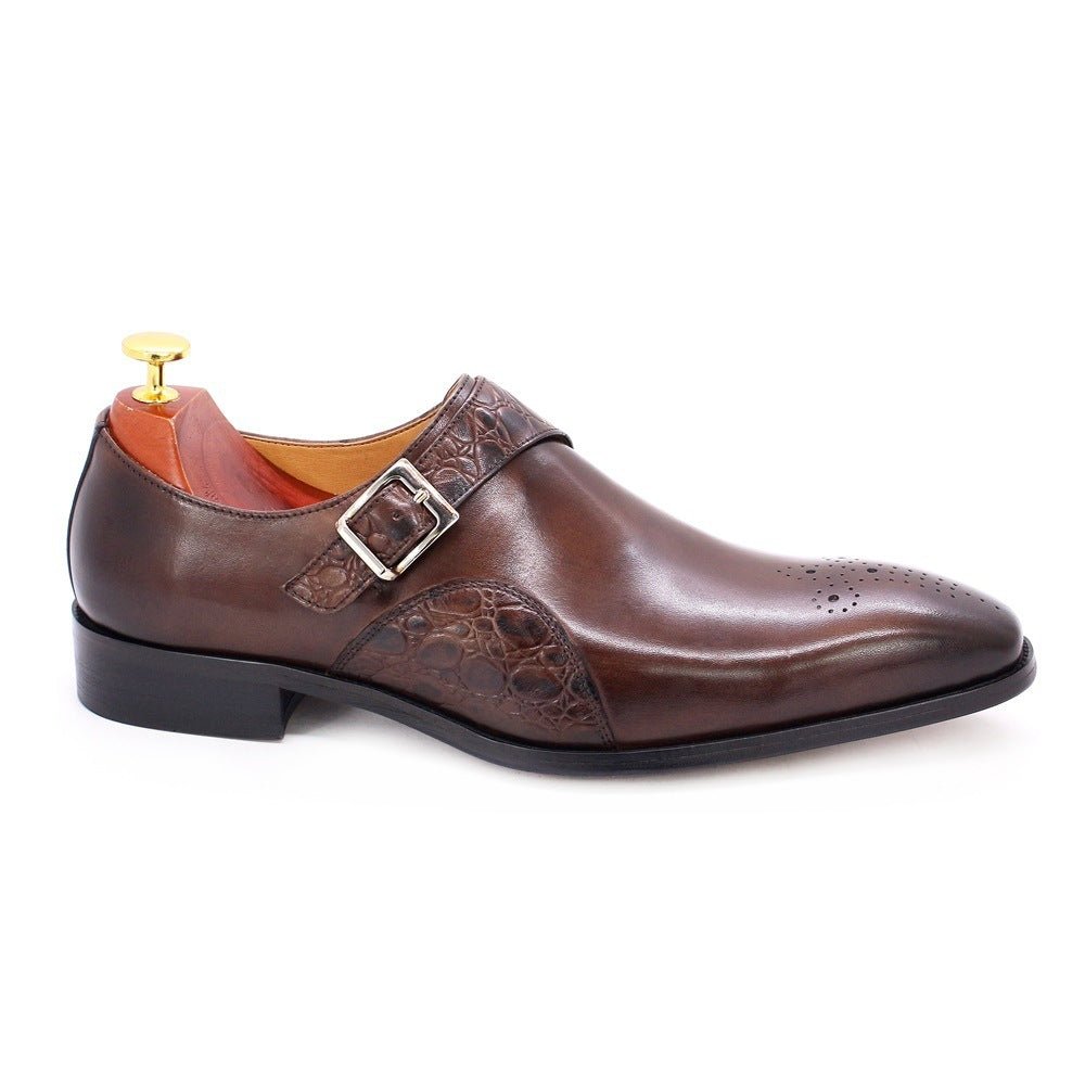 Exclusive Cowhide Leather Business Casual Men's Trend British Style — Brown — Size 39 — Back View