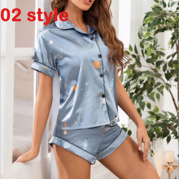 Exclusive Print V-Neck Stretch Lingerie Female Sleepwear — 01.style — Size S — Alternate View 12