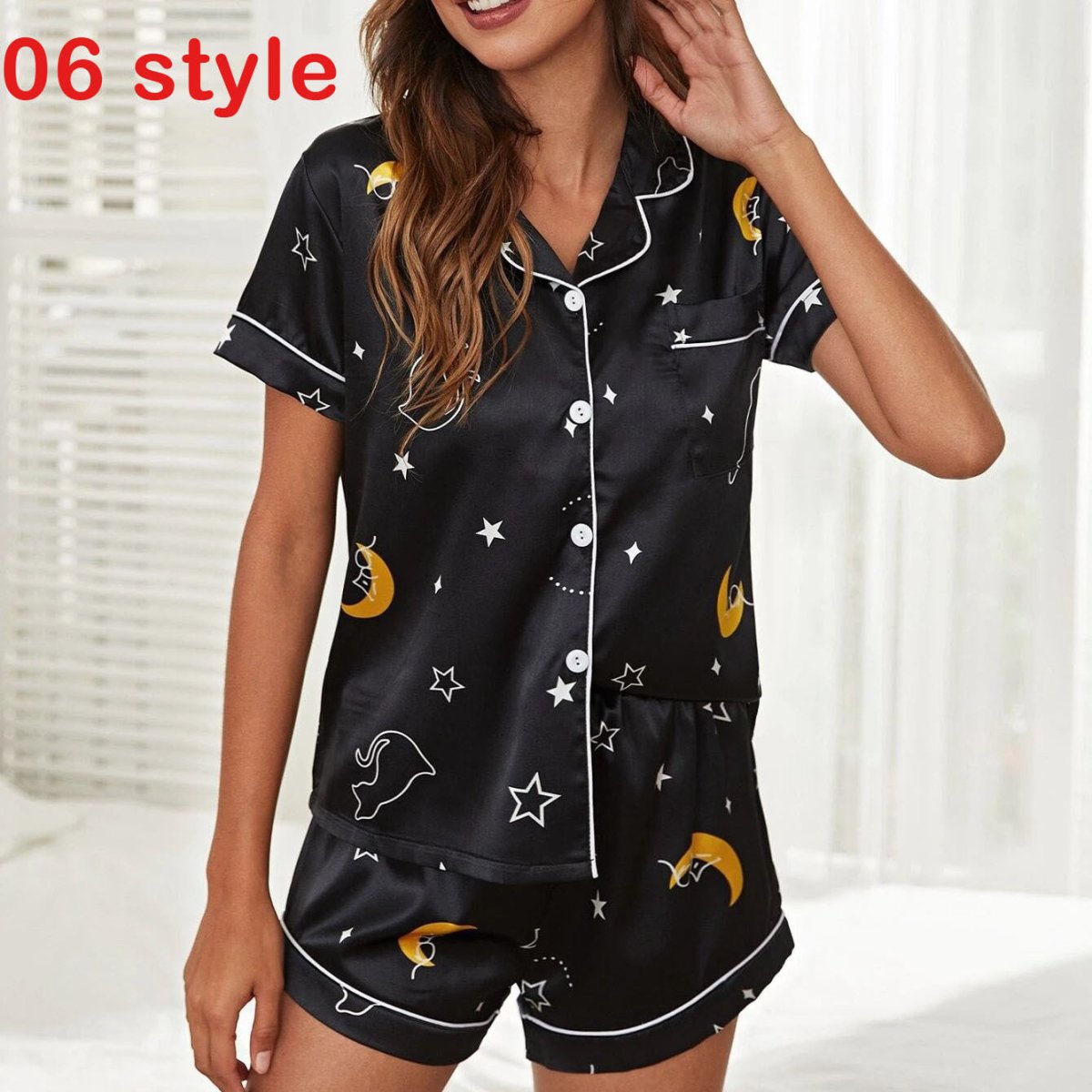 Exclusive Print V-Neck Stretch Lingerie Female Sleepwear — 01.style — Size S — Alternate View 16