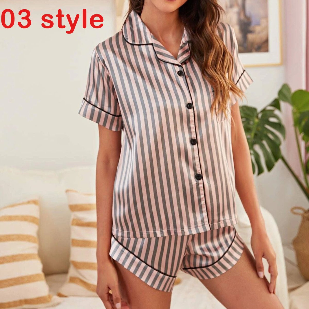 Exclusive Print V-Neck Stretch Lingerie Female Sleepwear — 01.style — Size S — Alternate View 13