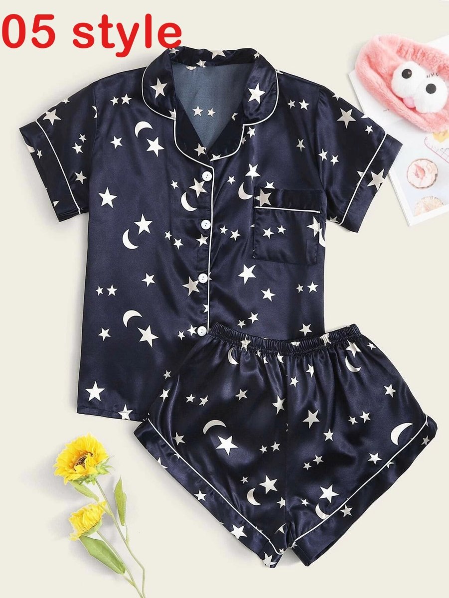 Exclusive Print V-Neck Stretch Lingerie Female Sleepwear — 01.style — Size S — Alternate View 7