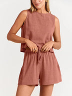 Exclusive Summer Sleeveless Top & Shorts Set — Apricot — Size L — Alternate View 11