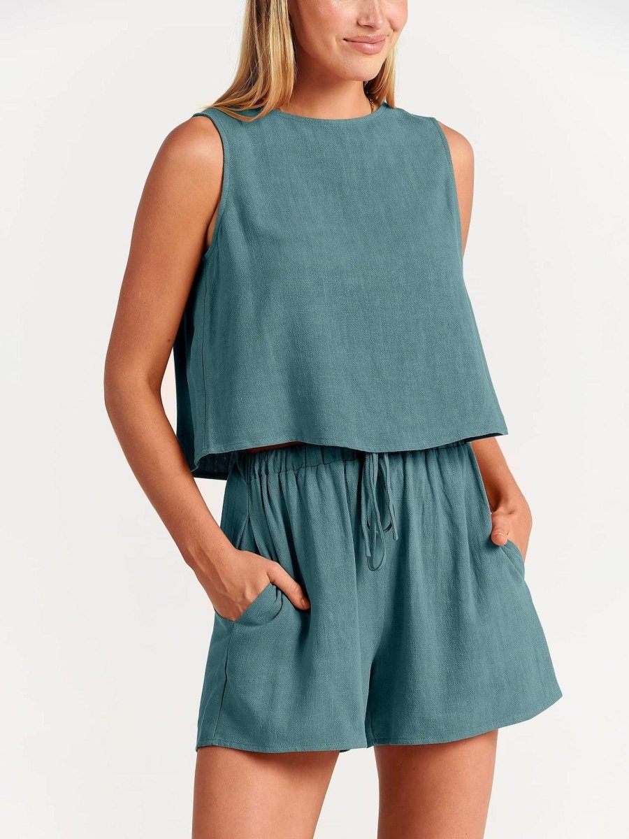 Exclusive Summer Sleeveless Top & Shorts Set — Apricot — Size L — Alternate View 9