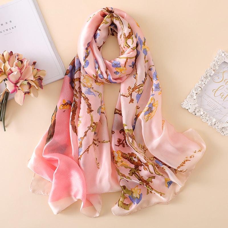 Exclusive Women's Summer Sunscreen Shawl Scarf – Lightweight Rayon Silk Beach Wrap — Khaki — Detail View