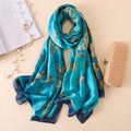 Exclusive Women's Summer Sunscreen Shawl Scarf – Lightweight Rayon Silk Beach Wrap — Khaki — Front View