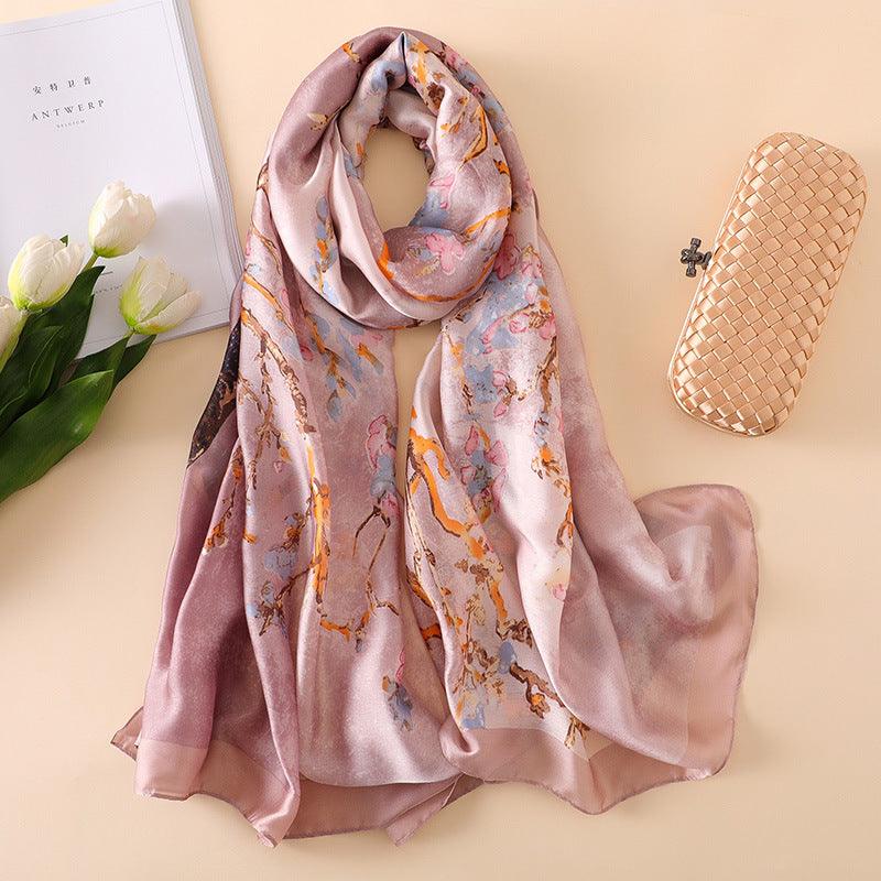 Exclusive Women's Summer Sunscreen Shawl Scarf – Lightweight Rayon Silk Beach Wrap — Khaki — Lifestyle View