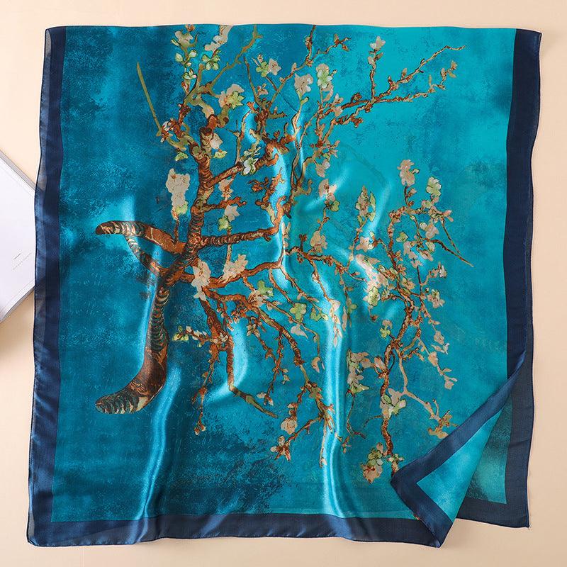 Exclusive Women's Summer Sunscreen Shawl Scarf – Lightweight Rayon Silk Beach Wrap — Khaki — Back View