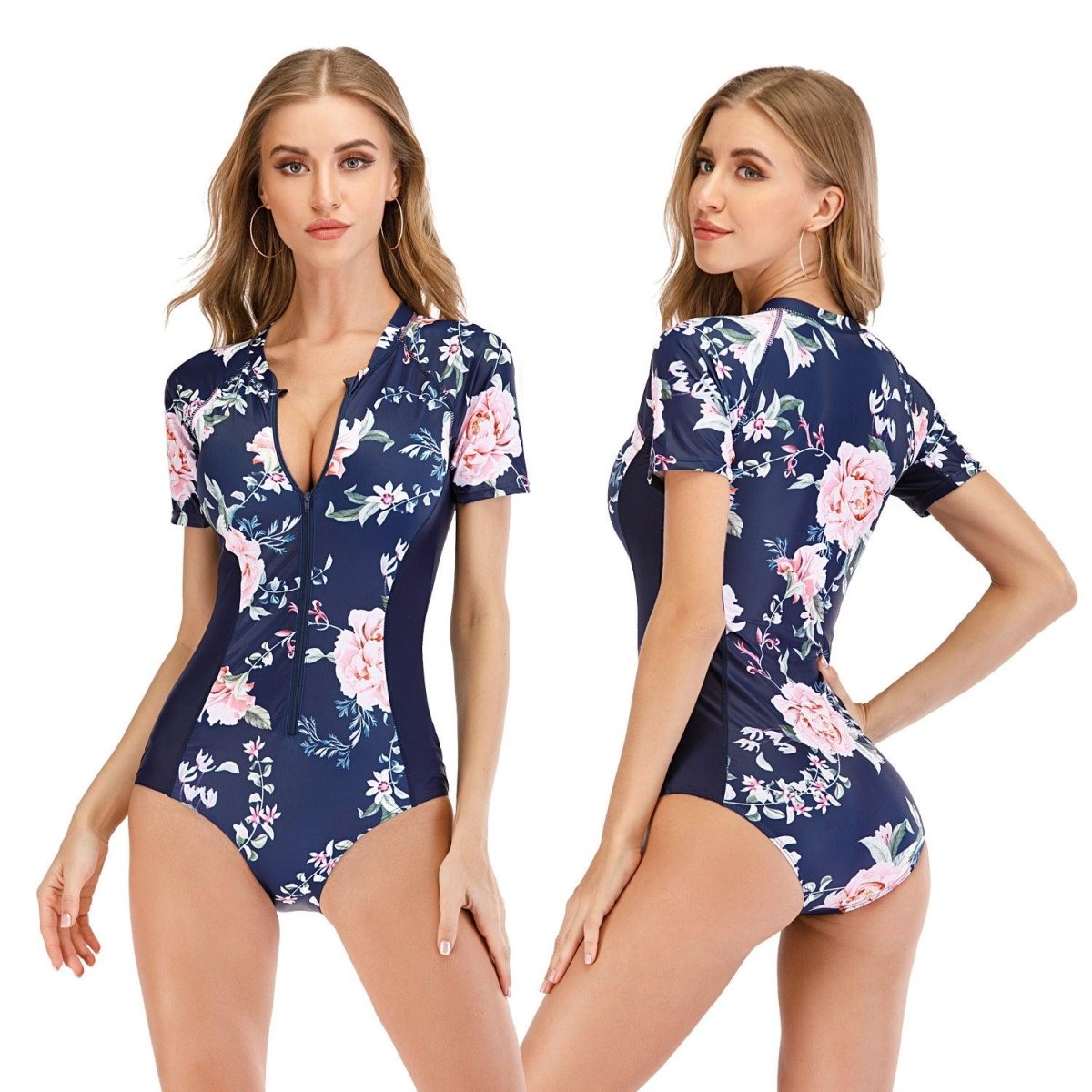 Exclusive One-Piece Surf Suit Swimsuit | Active & Durable — Dark blue — Size L — Back View