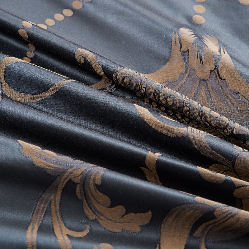 Exclusive Tencel Cotton Satin Jacquard Bedding | Luxurious Comfort — Blue gold — Size 2.0m — Lifestyle View