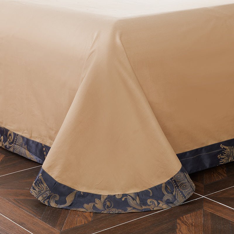 Exclusive Tencel Cotton Satin Jacquard Bedding | Luxurious Comfort — Blue gold — Size 2.0m — Top View