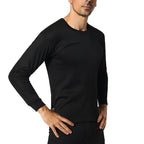 Exclusive Thermal Underwear Suit Men's Round Neck Polyester Thin Autumn Clothes Winter — Light Grey — Size L — Side View