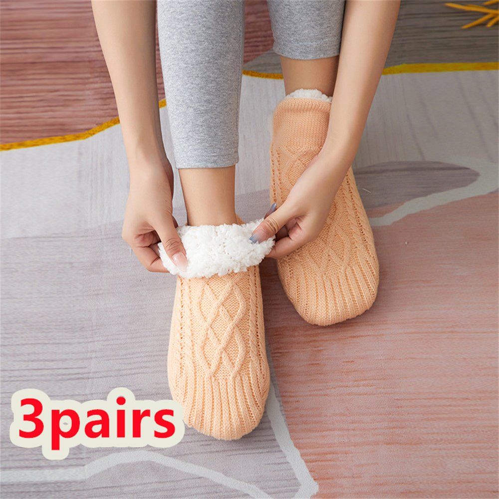 Exclusive Thicken Warm Home Bedroom Socks Slippers — Apricot — Size 18to21 — Width 1pair — Alternate View 12