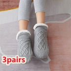Exclusive Thicken Warm Home Bedroom Socks Slippers — Apricot — Size 18to21 — Width 1pair — Back View