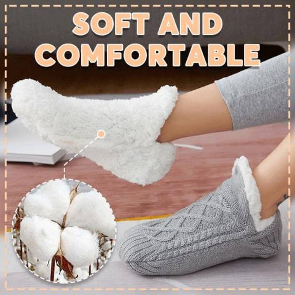Exclusive Thicken Warm Home Bedroom Socks Slippers — Apricot — Size 18to21 — Width 1pair — Lifestyle View