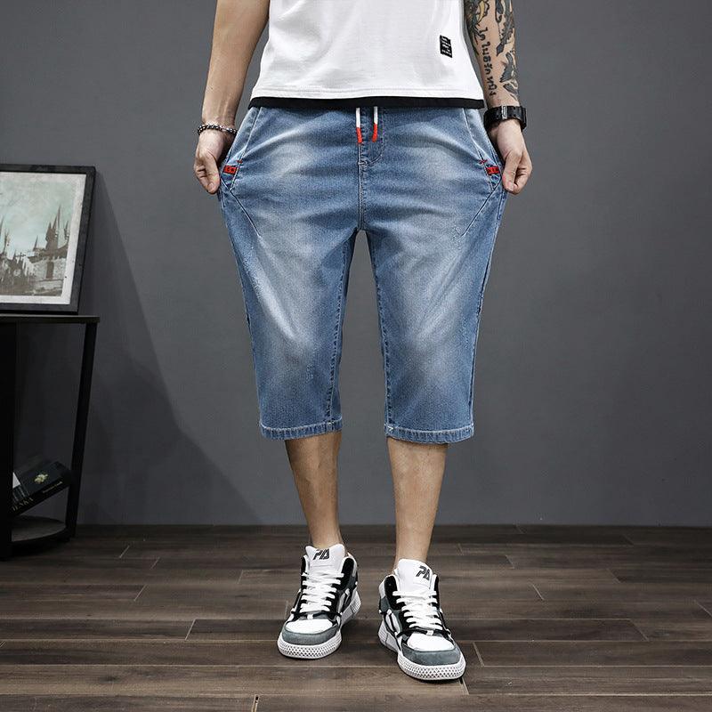 Exclusive Thin Cropped Jeans — Black — Size 2XL — Top View