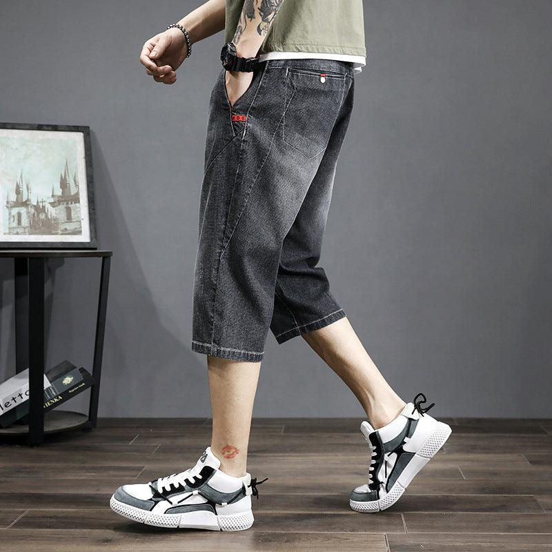 Exclusive Thin Cropped Jeans — Black — Size 2XL — Side View
