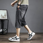 Exclusive Thin Cropped Jeans — Black — Size 2XL — Side View