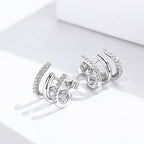 Exclusive Three-layer silver earrings — Silver — Back View