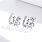 Exclusive Three-layer silver earrings — Silver — Front View