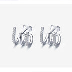 Exclusive Three-layer silver earrings — Silver — Side View