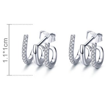 Exclusive Three-layer silver earrings — Silver — Alternate View 7