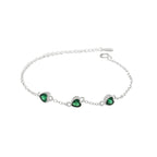 Exclusive Three Lovely Emerald Gemstone Bracelet — Bracelet White — Size 925 Silver — Top View