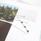 Exclusive Three Lovely Emerald Gemstone Bracelet — Bracelet White — Size 925 Silver — Detail View