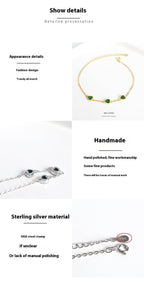 Exclusive Three Lovely Emerald Gemstone Bracelet — Bracelet White — Size 925 Silver — Alternate View 10