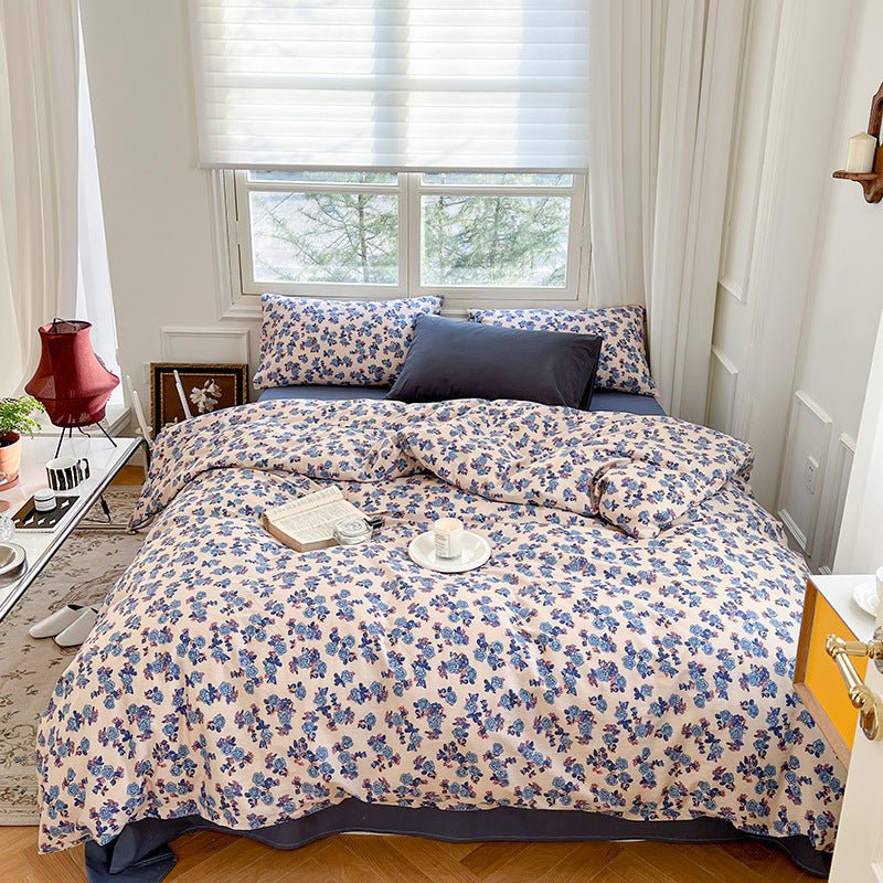 Exclusive Three Or Four Piece Set Of Small Floral Bed — 1 Style — Size 1.2m flat sheet — Back View
