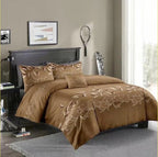 Exclusive Three-piece Simple Plain Black Printing Bedding Set — Camel — Size 210x210 — Detail View