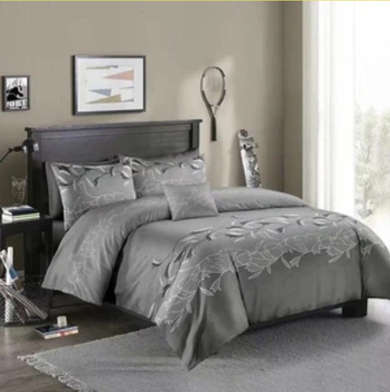 Exclusive Three-piece Simple Plain Black Printing Bedding Set — Camel — Size 210x210 — Side View