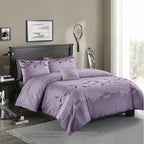 Exclusive Three-piece Simple Plain Black Printing Bedding Set — Camel — Size 210x210 — Back View
