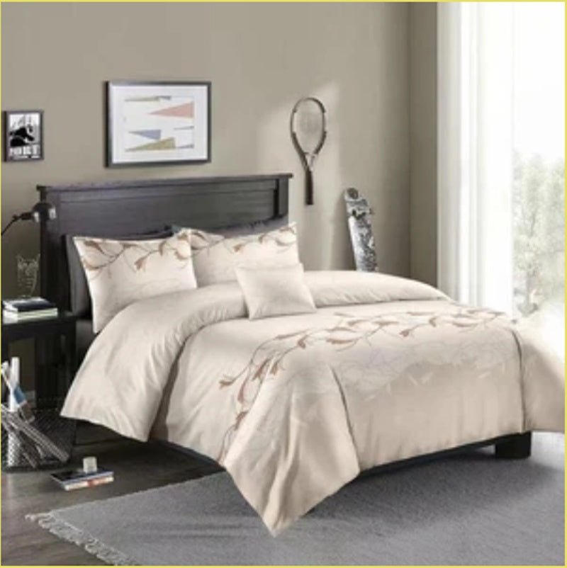 Exclusive Three-piece Simple Plain Black Printing Bedding Set — Camel — Size 210x210 — Front View