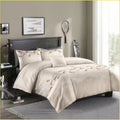 Exclusive Three-piece Simple Plain Black Printing Bedding Set — Camel — Size 210x210 — Front View