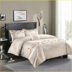 Exclusive Three-piece Simple Plain Black Printing Bedding Set — Camel — Size 210x210 — Front View