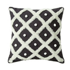 Exclusive Tufted Moroccan Pillow Case | Boho Cushion Cover — Black — Back View