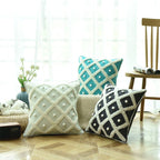 Exclusive Tufted Moroccan Pillow Case | Boho Cushion Cover — Black — Detail View