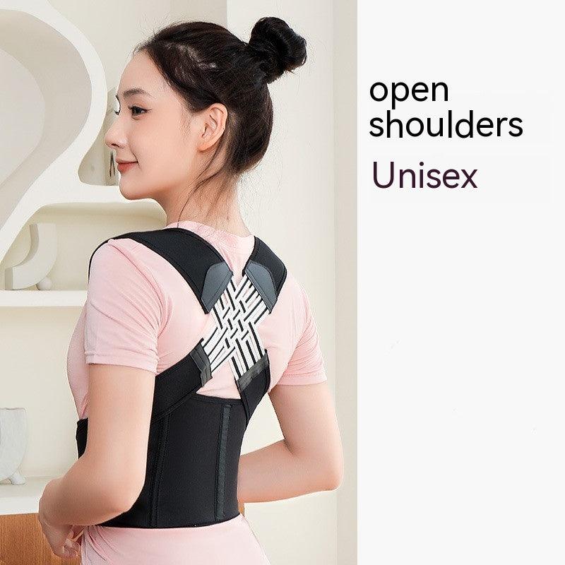 Exclusive Unisex Anti-Humpback Chest Lift Brace Posture Corrector — Black — Size L — Top View