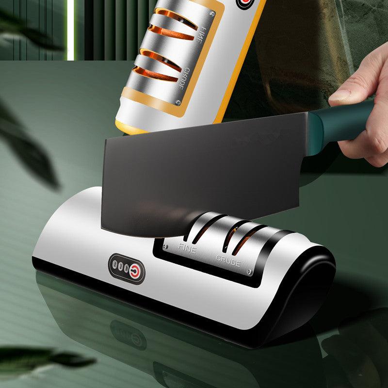 Exclusive USB Rechargeable Electric Knife Sharpener — Black — Size usb — Side View