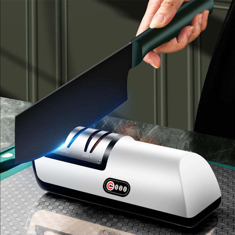 Exclusive USB Rechargeable Electric Knife Sharpener — Black — Size usb — Back View