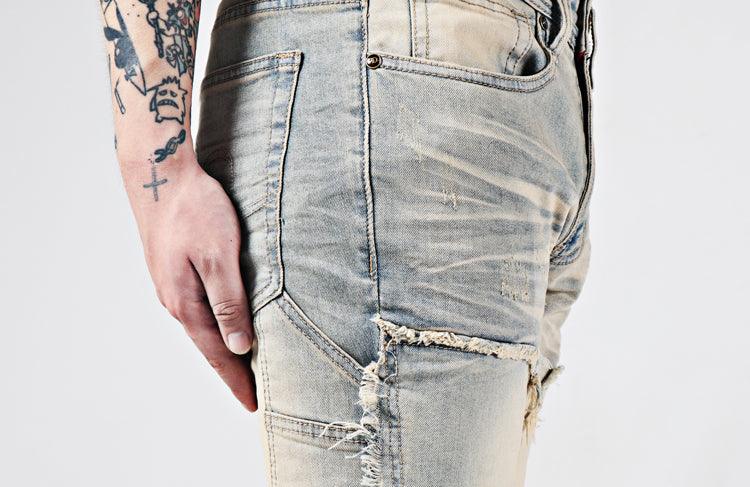 Exclusive Men's Vintage Flare Jeans — Light Blue — Size 40 — Side View