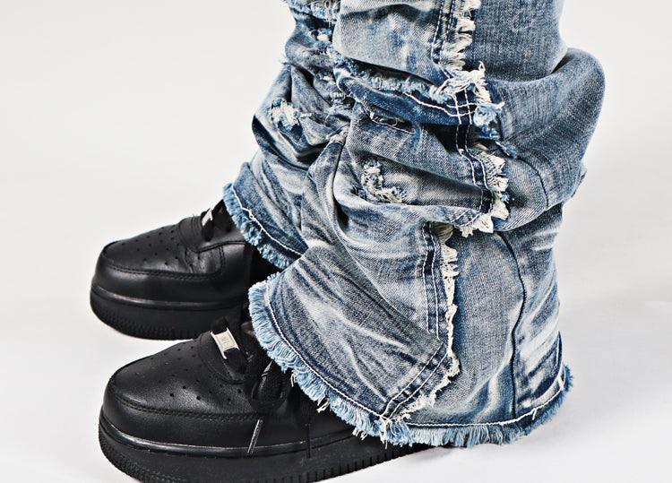 Exclusive Men's Vintage Flare Jeans — Light Blue — Size 40 — Detail View