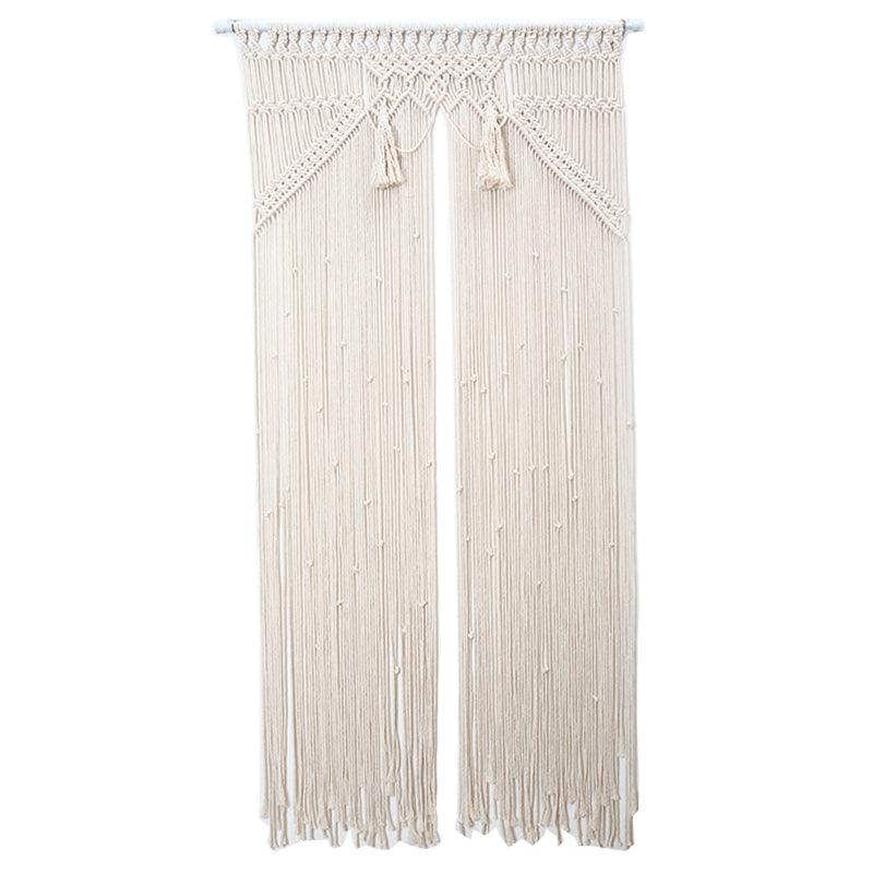 Exclusive Bohemian Handwoven Macrame Wall Hanging — White — Front View
