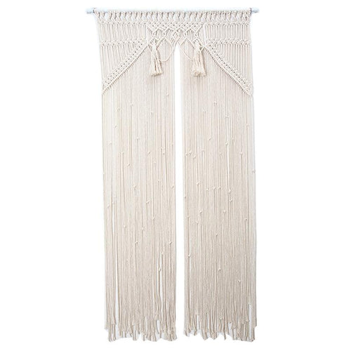 Exclusive Bohemian Handwoven Macrame Wall Hanging — White — Front View